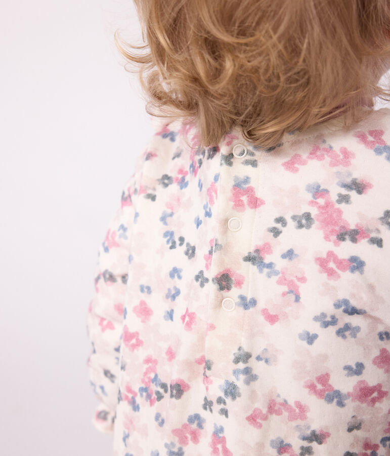 Babies' long sleeved floral-print cotton dress Ecru/multicolor
