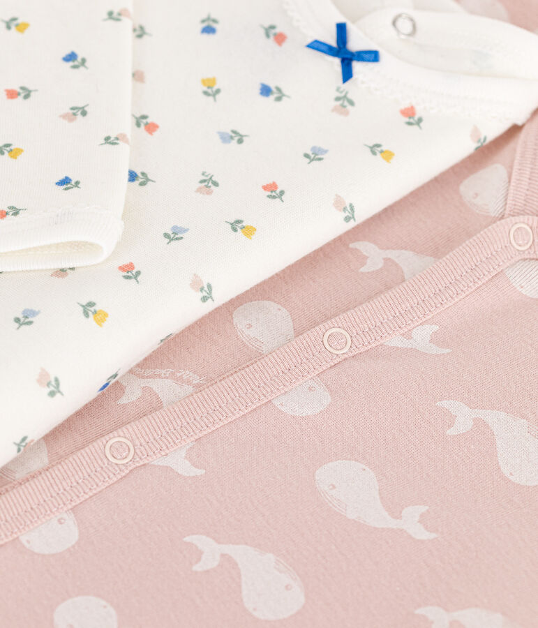 Floral and Whale Themed Cotton Sleepsuits - 2-Pack multicolor