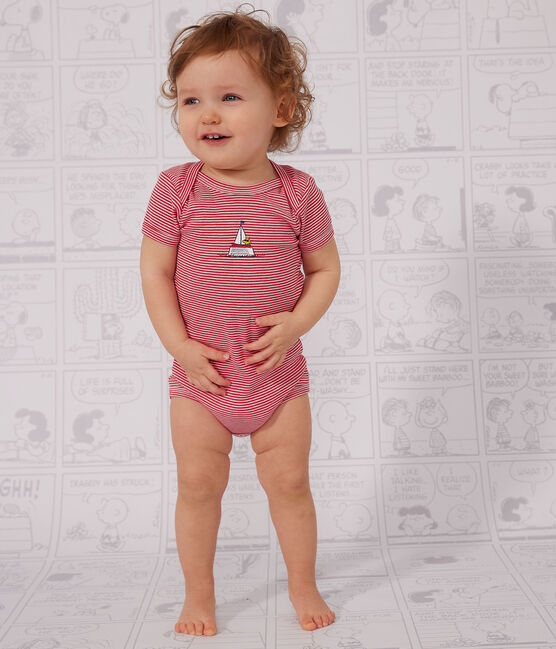 Babies' Petit Bateau X Snoopy Short-Sleeved Cotton Bodysuits - 3-Pack variante 1