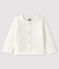 Baby girl's tubular knit cardigan MARSHMALLOW white