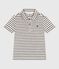 Children's short-sleeved stripy cotton polo shirt AVALANCHE white/SMOKING blue