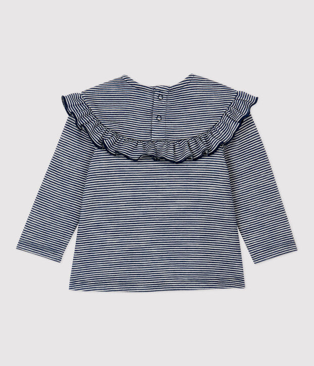 Babies' Wool/Cotton Blouse blue/white