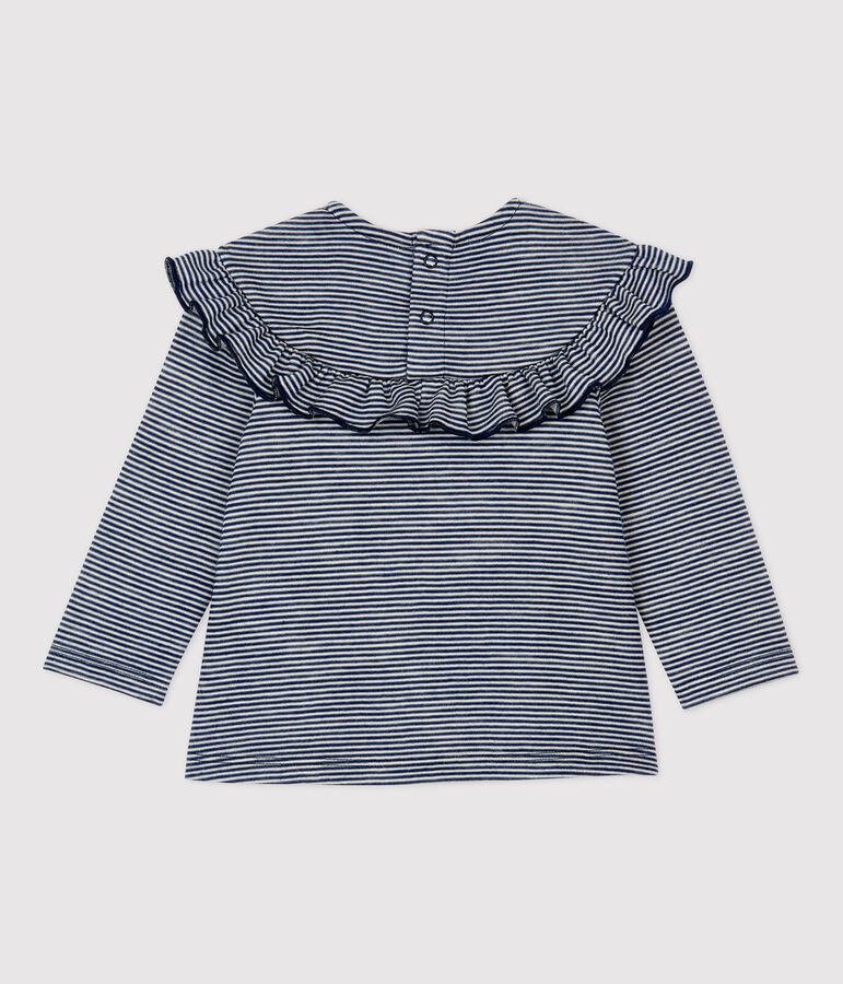 Babies' Wool/Cotton Blouse blue/white