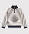 Women's shawl-collared sweatshirt in brushed fleece AVALANCHE white/SMOKING blue