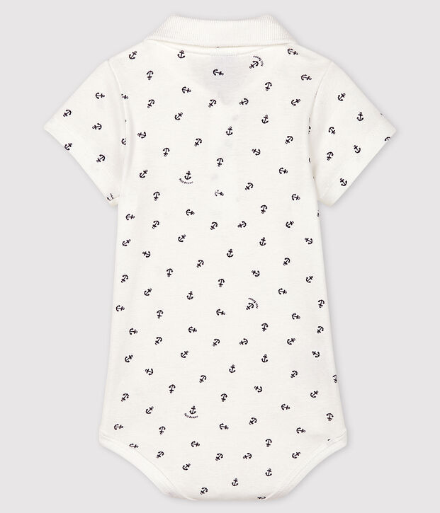 Baby Boys' Short-Sleeved Cotton Print Bodysuit white/blue