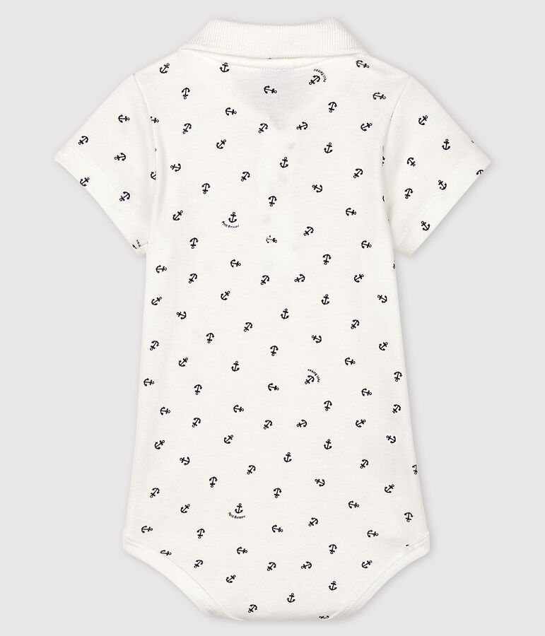 Baby Boys' Short-Sleeved Cotton Print Bodysuit white/blue