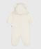 Babies' sherpa snowsuit with ears and a pinstriped lining MILK Ecru