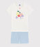 Girls' Summer Fruit Pattern Cotton Short Pyjamas MARSHMALLOW white/MULTICO white