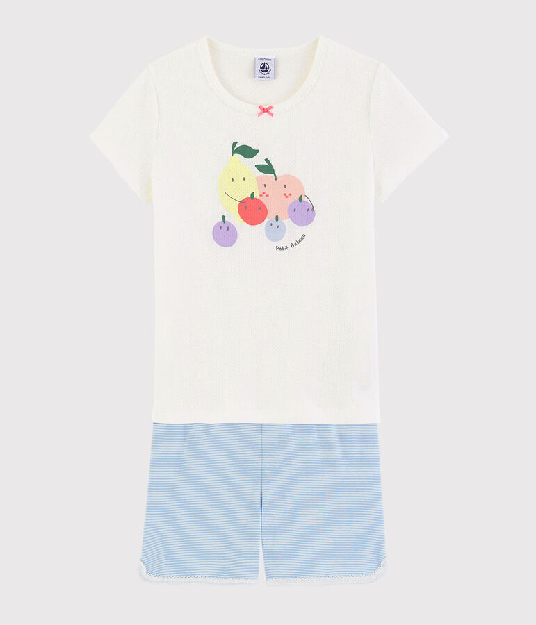 Girls' Summer Fruit Pattern Cotton Short Pyjamas white/multicolor