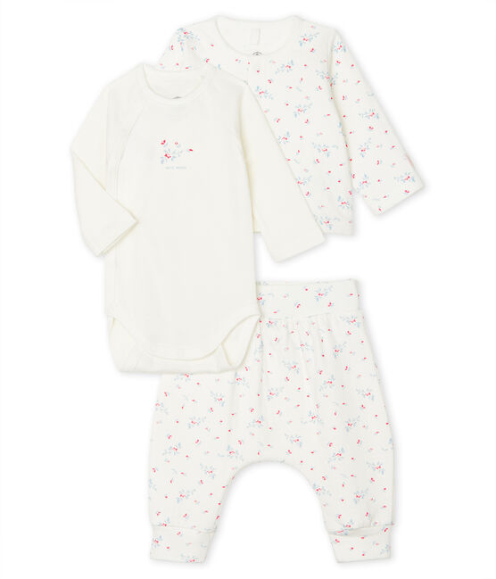 Unisex Baby's Tube Knit Clothing - 3-Piece Set MARSHMALLOW white/MULTICO white