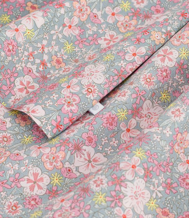 Children's sleeveless floral print cotton dress blue/multicolor