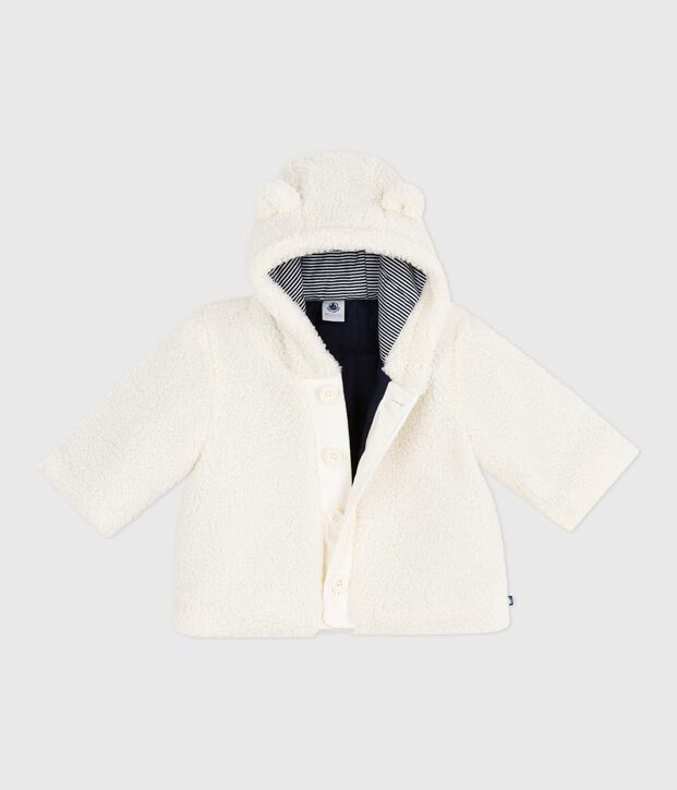 Babies' padded sherpa coat with a hood MILK