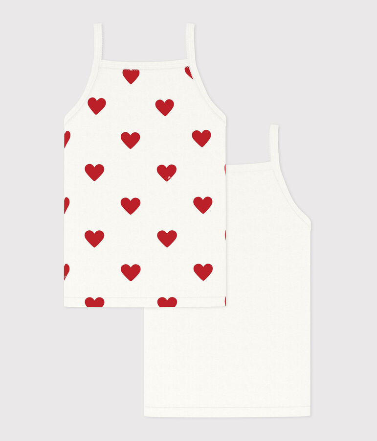 Girls' Heart Patterned Cotton Vests - 2-Pack variante 1