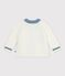Babies' wool and cotton knit cardigan with contrast details white/multicolor