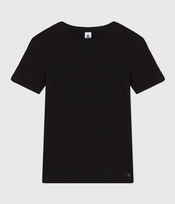 Women's Iconic plain short-sleeved rib knit T-shirt BLACK black