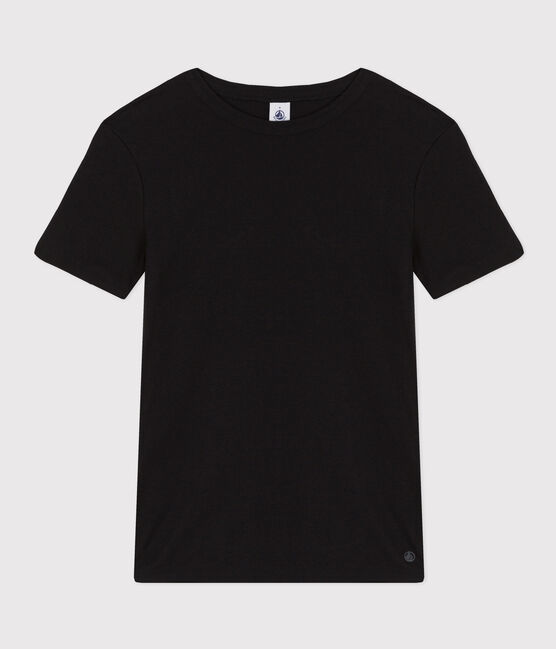 Women's Iconic plain short-sleeved rib knit T-shirt BLACK black