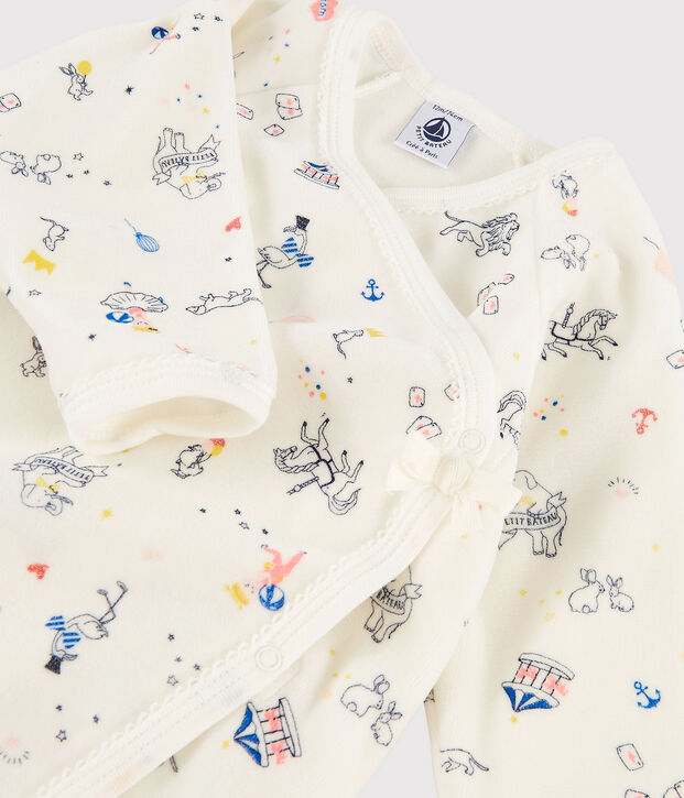 Baby Girls' Print Velour Sleepsuit white/multicolor