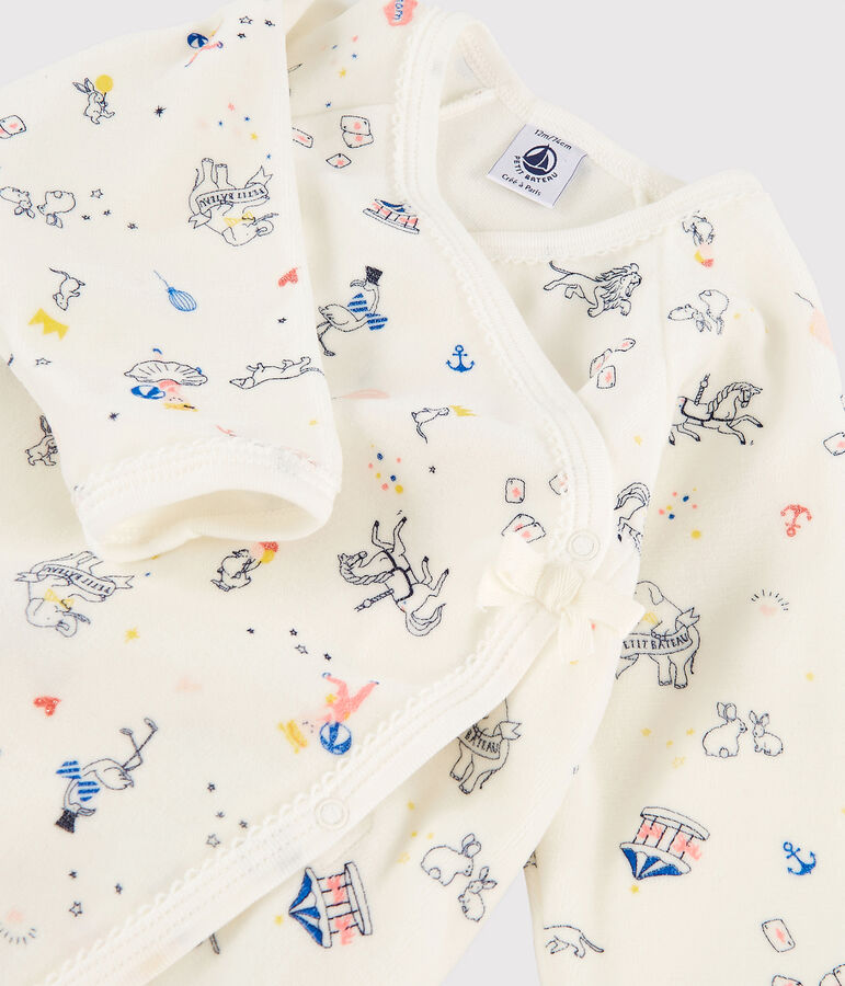Baby Girls' Print Velour Sleepsuit white/multicolor