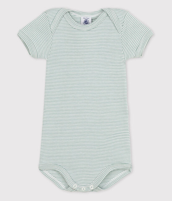 Baby Girls' Short-Sleeved Bodysuit PAUL blue/MARSHMALLOW white