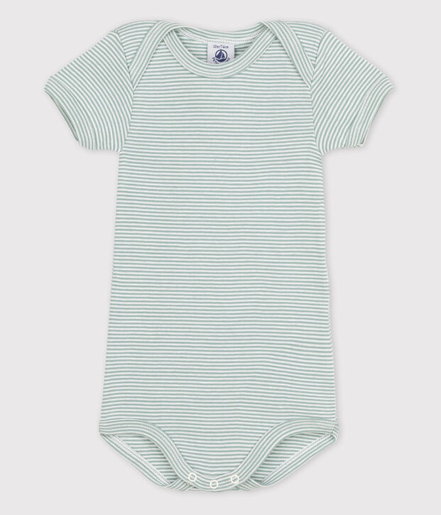 Baby Girls' Short-Sleeved Bodysuit green/white