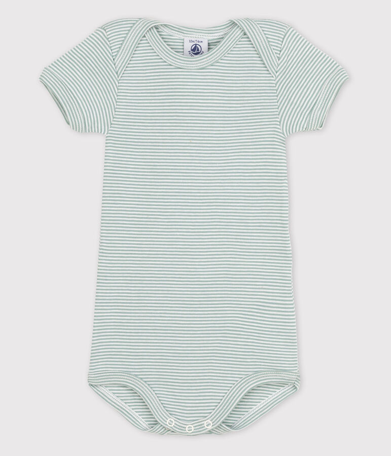 Baby Girls' Short-Sleeved Bodysuit green/white