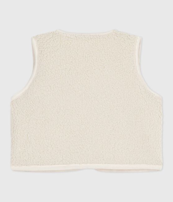 Babies' sleeveless cardigan in printed cotton poplin and sherpa MILK /MULTICO