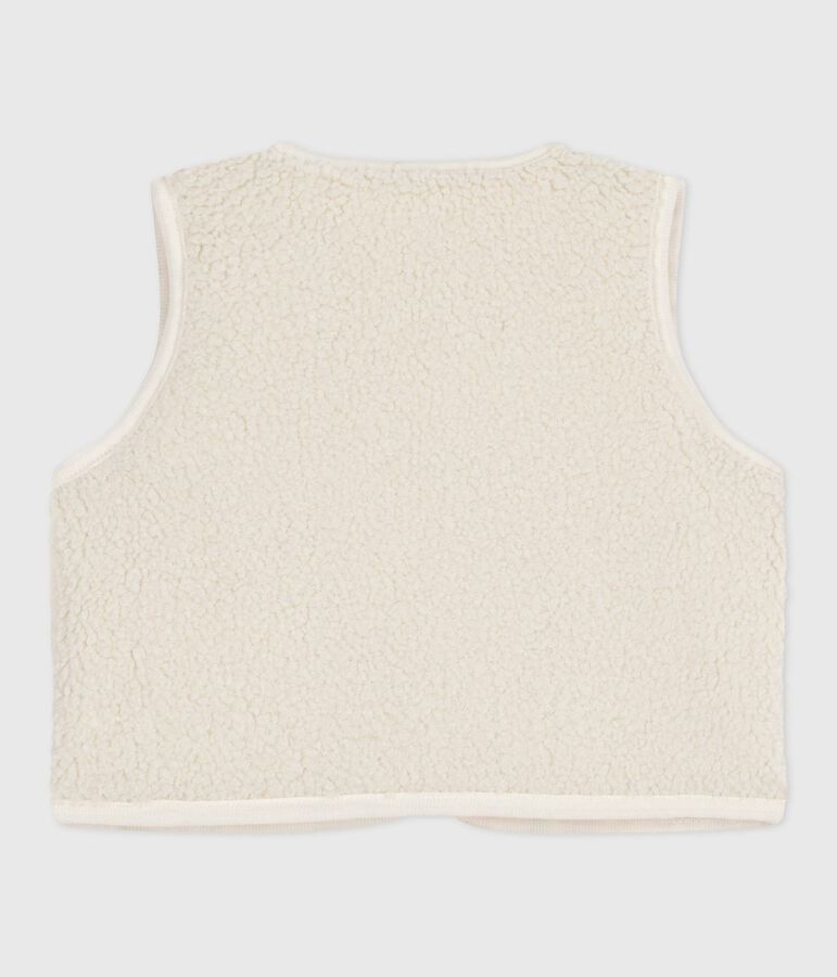 Babies' sleeveless cardigan in printed cotton poplin and sherpa Ecru/multicolor