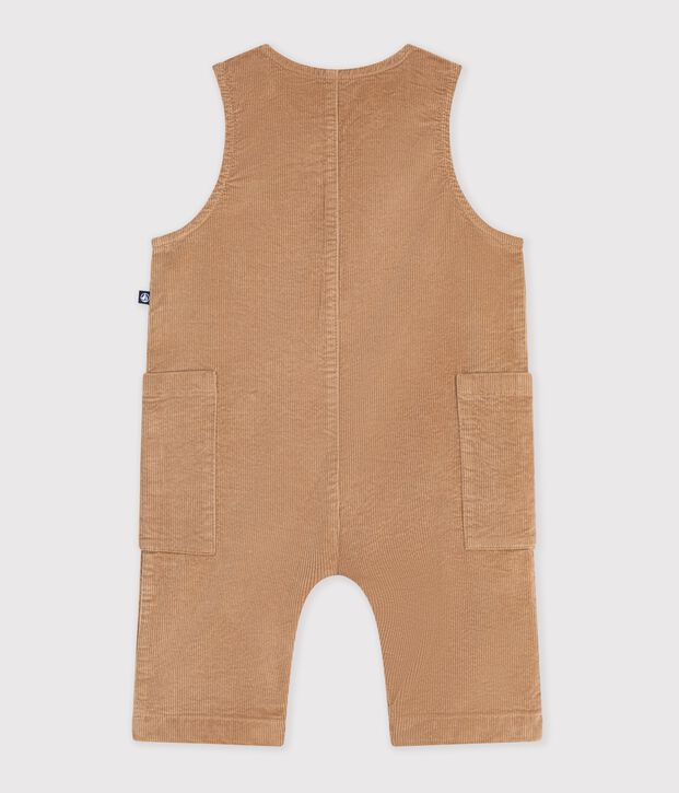 Babies' plain long corduroy jumpsuit LATTE