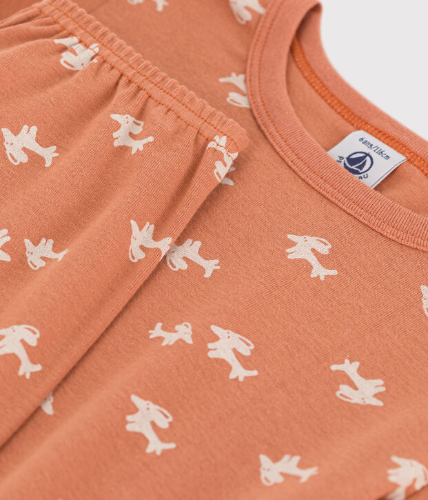 Girls' Snugfit Cotton Pyjamas pink/ecru