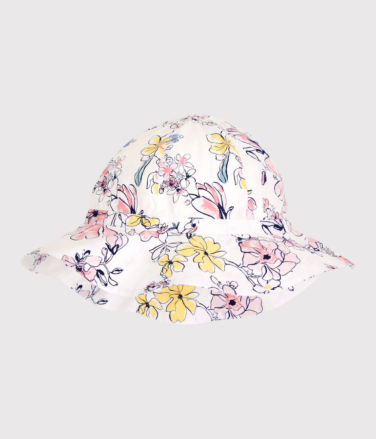 Girls' Poplin Floppy Hat MARSHMALLOW white/MULTICO white
