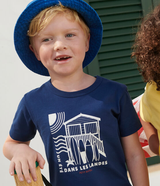Children's short-sleeved printed cotton T-shirt MEDIEVAL blue