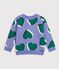 Children's cotton sweatshirt printed with hearts purple/multicolor
