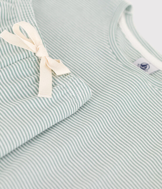 Women's Pinstriped Cotton Pyjamas PAUL blue/MARSHMALLOW white