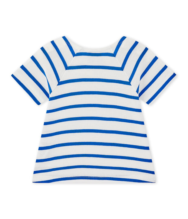 Baby girl's long-sleeved striped T-shirt white/blue