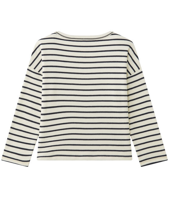 Sweat shirt fille rayé COQUILLE beige/SMOKING blue