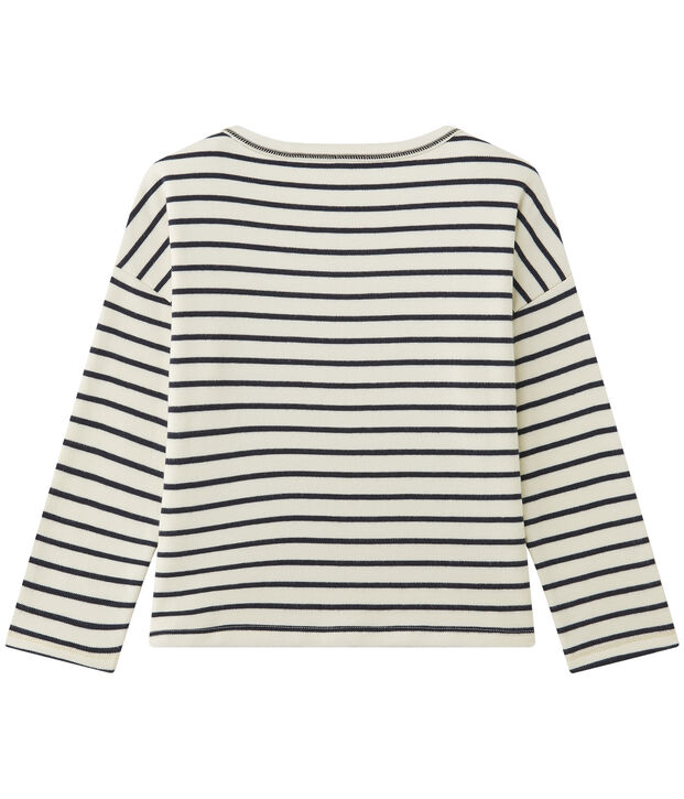 Sweat shirt fille ray&eacute; white/blue