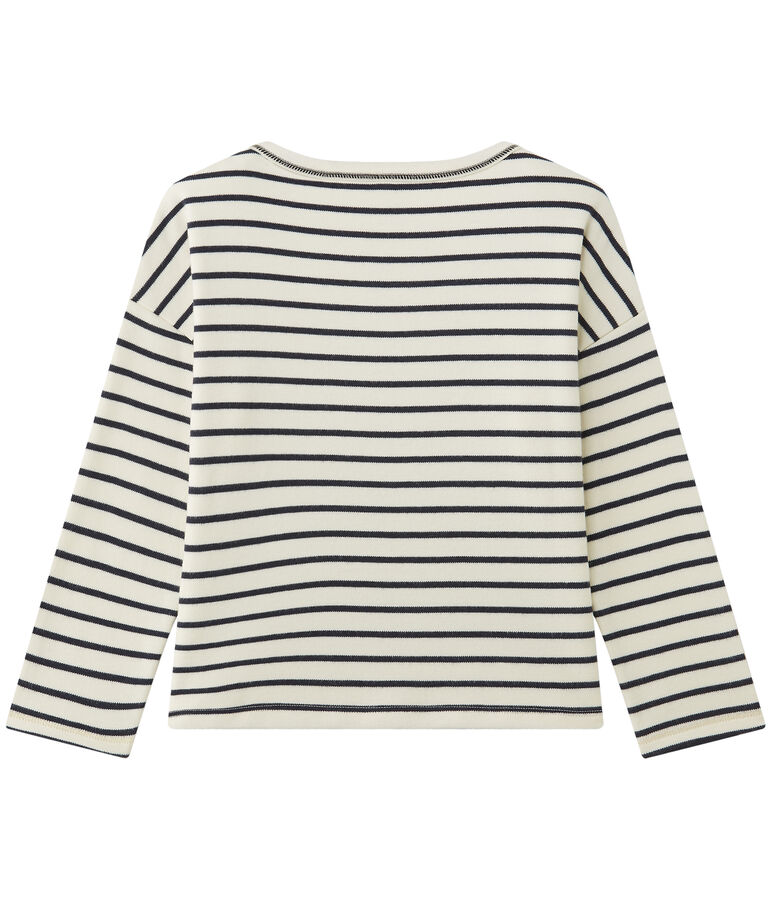 Sweat shirt fille ray&eacute; white/blue