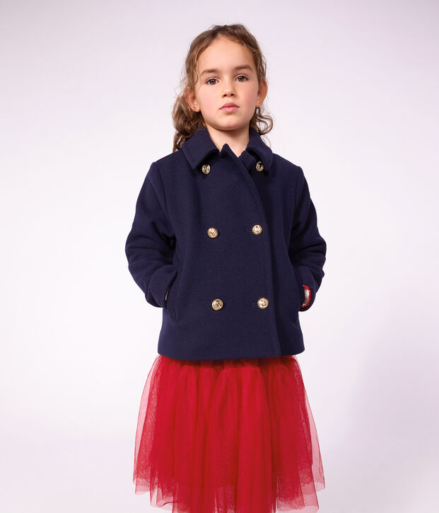 Children's pea coat in plain woollen broadcloth SMOKING