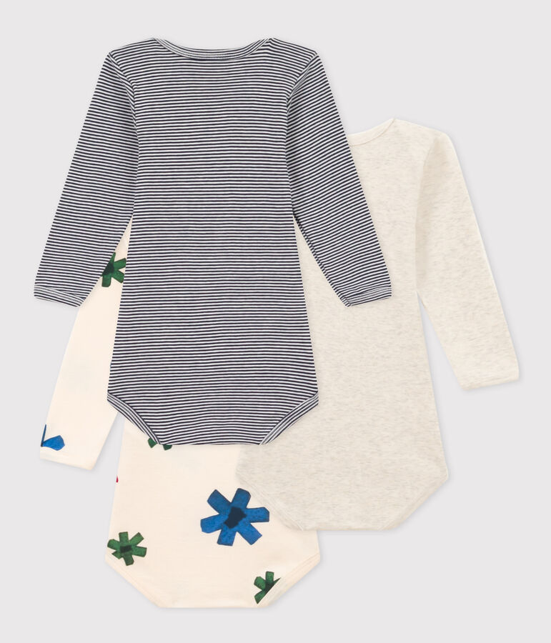 Babies' Starry Long-Sleeved Cotton Bodysuits - 3-Pack multicolor