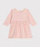 Babies' long-sleeved tube knit dress AVALANCHE pink/ROSELINE