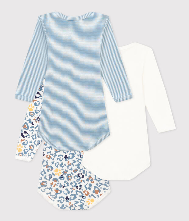 Babies' Long-Sleeved Cotton Bodysuits - 3-Pack multicolor