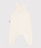 Babies' plain dungarees knitted in wool and cotton MARSHMALLOW white