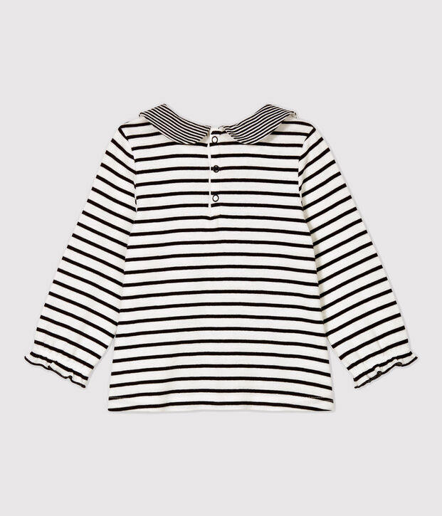 Babies' Cotton Blouse white/blue