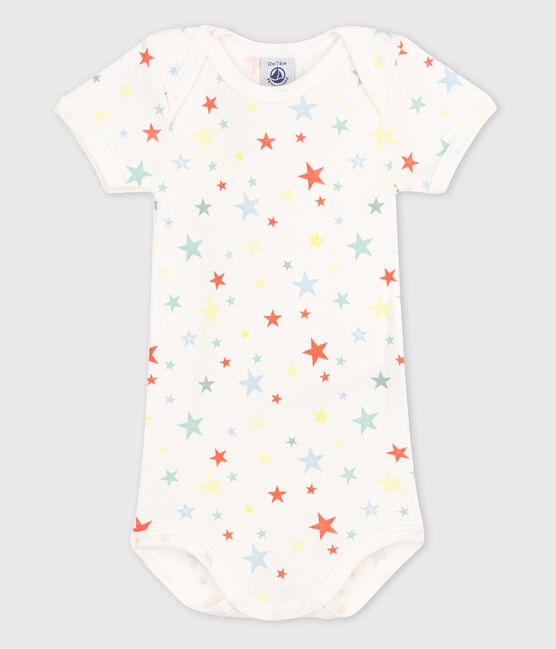 Babies' Short-Sleeved Bodysuit MARSHMALLOW white/OURSIN orange