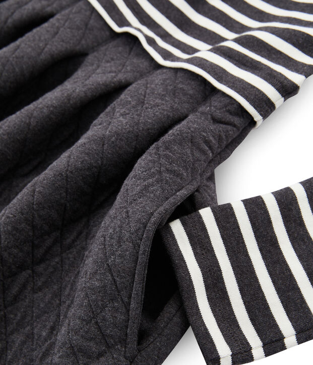 Women's Long-Sleeved Dual Material Dress grey/white