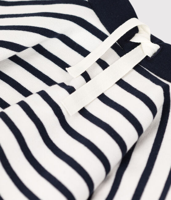 Girl's Stripy Thick Cotton Skirt MARSHMALLOW white/SMOKING blue