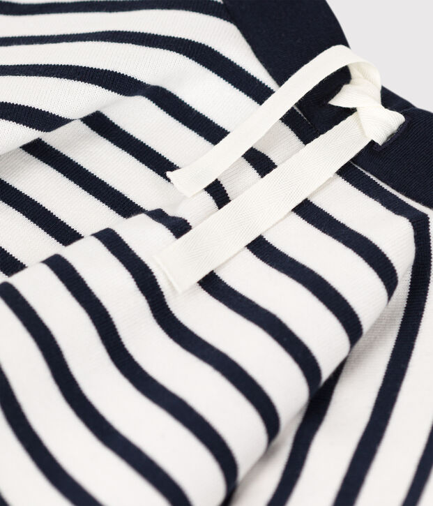 Girl's Stripy Thick Cotton Skirt white/blue