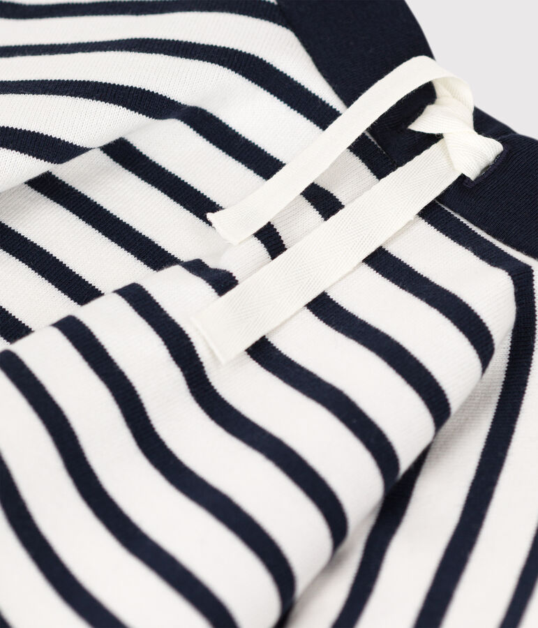 Girl's Stripy Thick Cotton Skirt white/blue