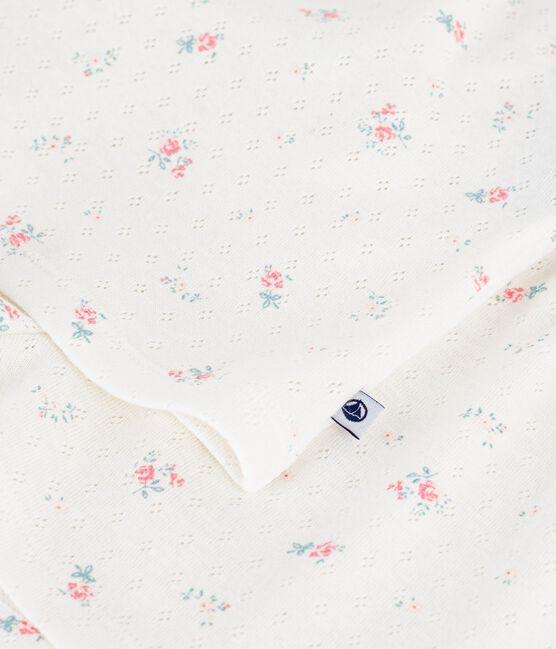 Children's short floral-print openwork cotton pyjamas MARSHMALLOW white/MULTICO white