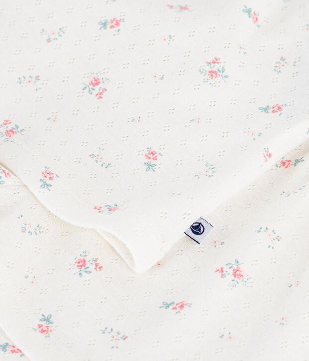 Children's short floral-print openwork cotton pyjamas white/multicolor